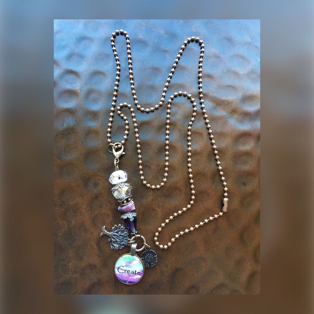 Create Charm Copper Colored Beaded Chain Inspirational Necklace - Picture 4 of 4